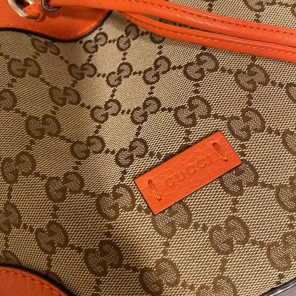 Gucci orange monogram canvas bucket crossbody shoulder bag - Picture 5 of 10